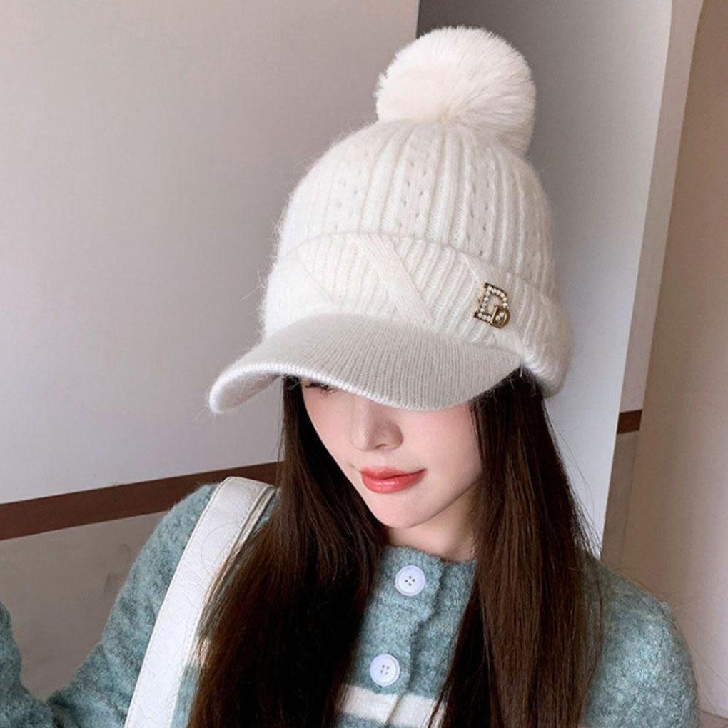 D-Point Knit Drop-Brimmed Hat Winter Fashion Winter Hat