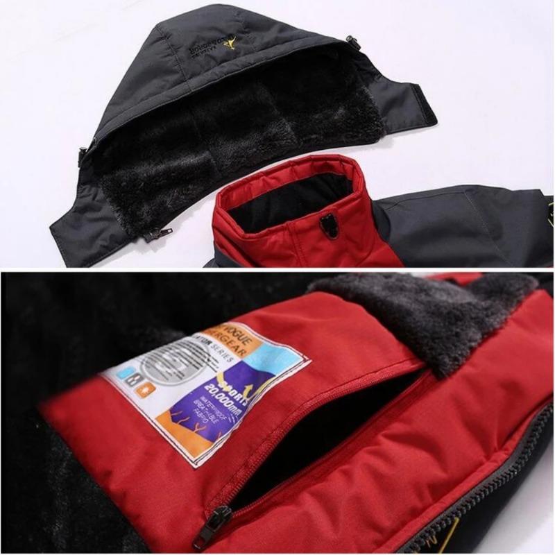 Winter Hooded Large Size Plus Velvet Thickened Windproof Warm Parka Couple Ski Mountaineering Suit Fur Coat Men and Women