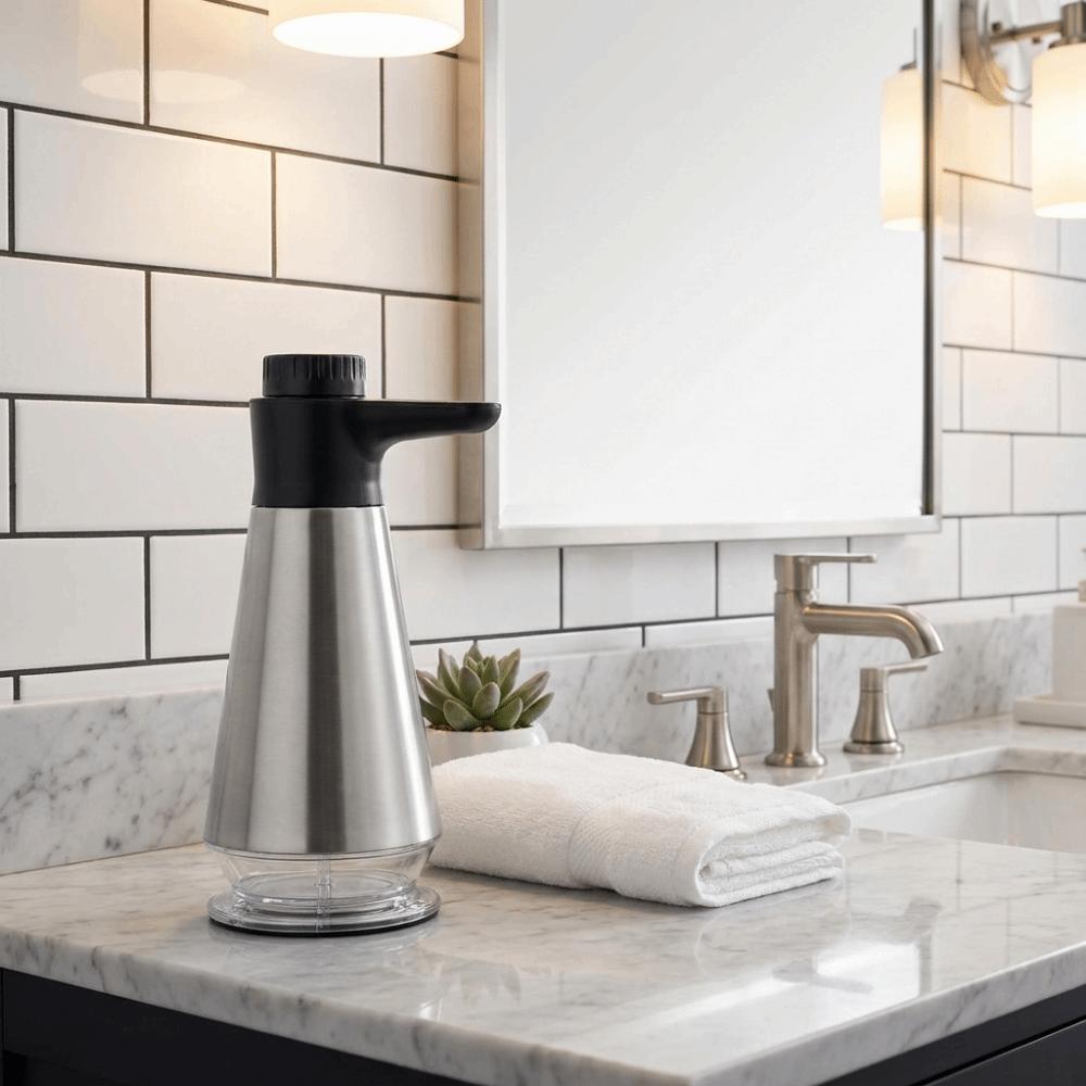Stainless Steel Hand Sanitizer Machine Press Bottle Refillable Soap Pump Kitchen Use
