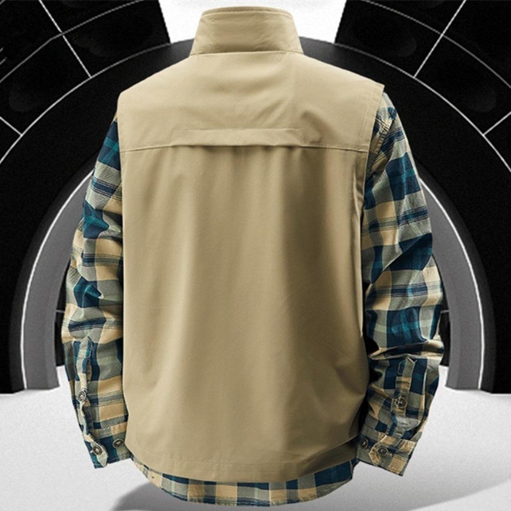 Летний мужской уличный дышащий жилет без рукавов Мужской повседневный жилет с несколькими карманами Мужской карго сафари рабочий жилет Большой размер 6XL