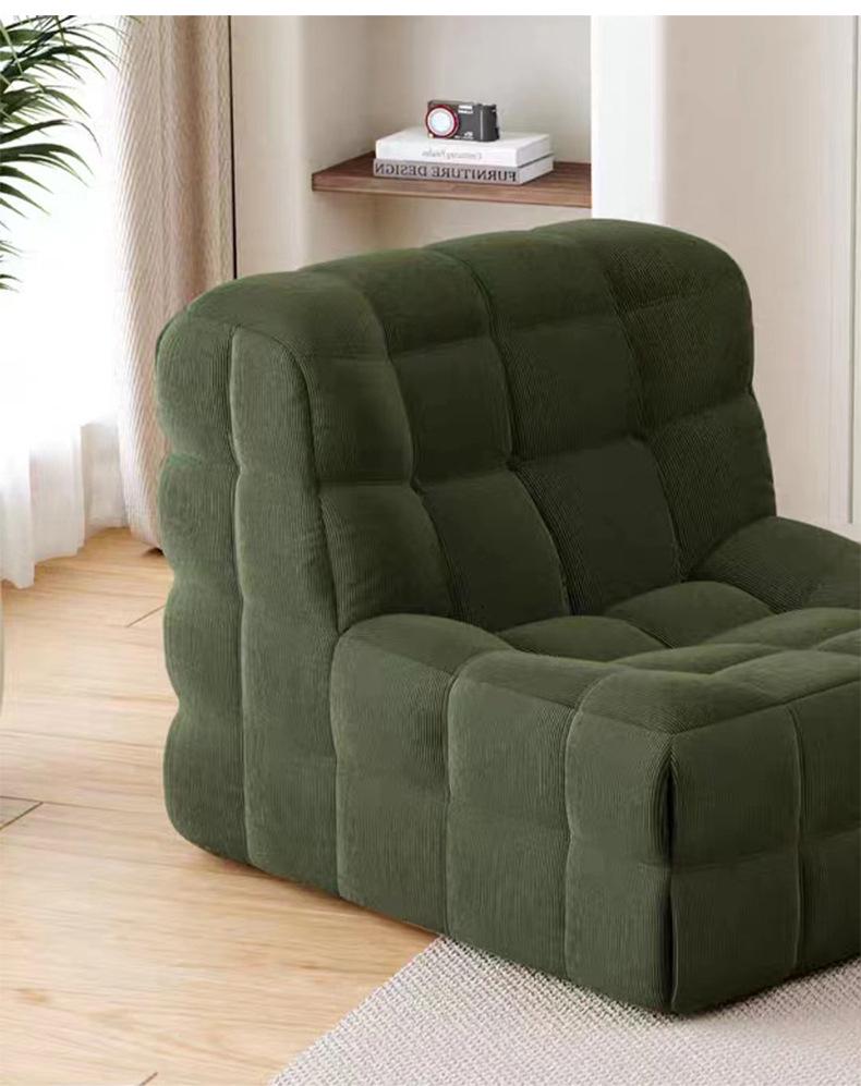 Nordic Corduroy Fluffy Lazy Chair: Modern Waffle Sofa for Bedrooms