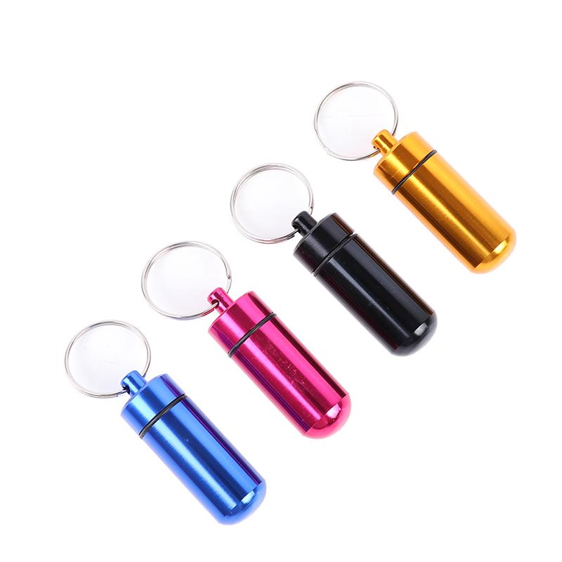 Mini Portable Aluminum Alloy Pill Bottle Cartridge Keychain Outdoor Waterproof Sealed Pill Box