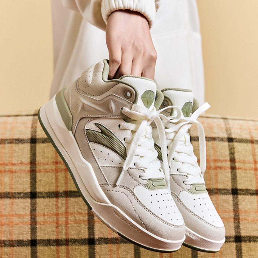 Anta 4 карата ретро классические нескользящие износостойкие высокие кроссовки для скейтбординга женские кроссовки белые серые зеленые 122448031-2