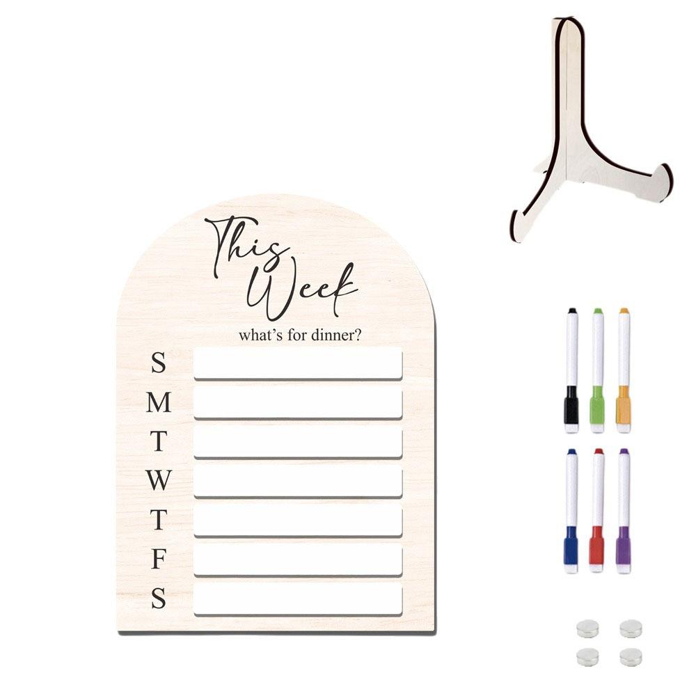 Wood Fridge Meal Planner with Pen Meal Prep Board Weekly Food Menu Board  Dinning Tale