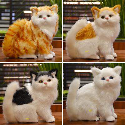 18x16x11см Симуляция Персидский Кот Сиамский Кот Рыжий Кот Плюшевая Игрушка Реалистичный Кот Корова Милый Котенок Кукла Украшение для Дома Машины