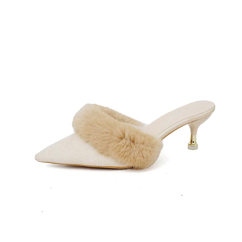 Mao Mao классные тапочки на высоком каблуке, женская новая модная верхняя одежда, универсальная, заостренная, тонкая сумка, половина головы 2025