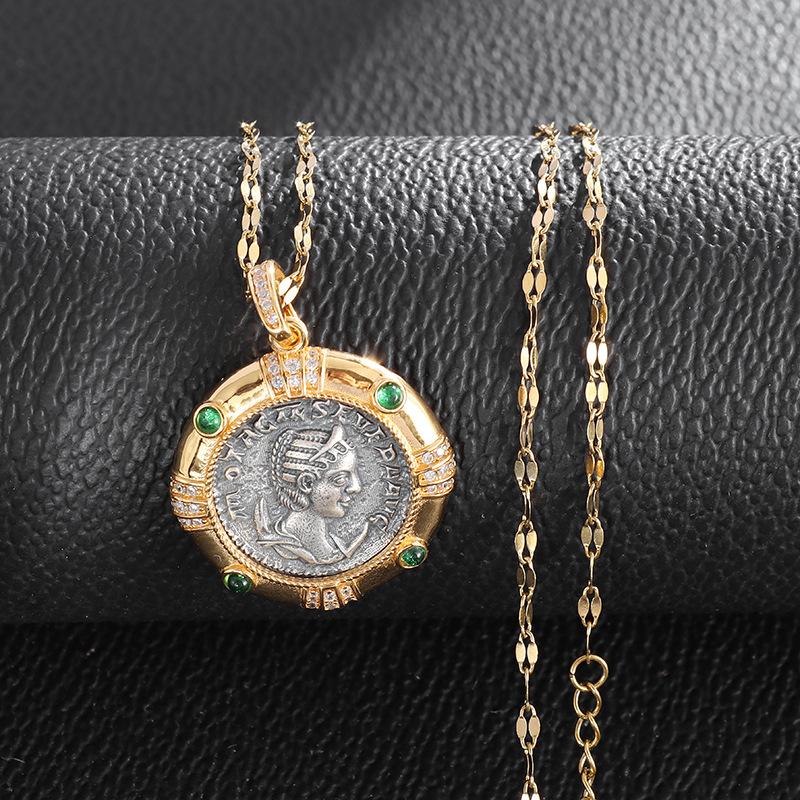 Кагникан Богиня Богатства Изумрудная Подвеска Темперамент Богини Ожерелье с Древней Монетой Парные Украшения