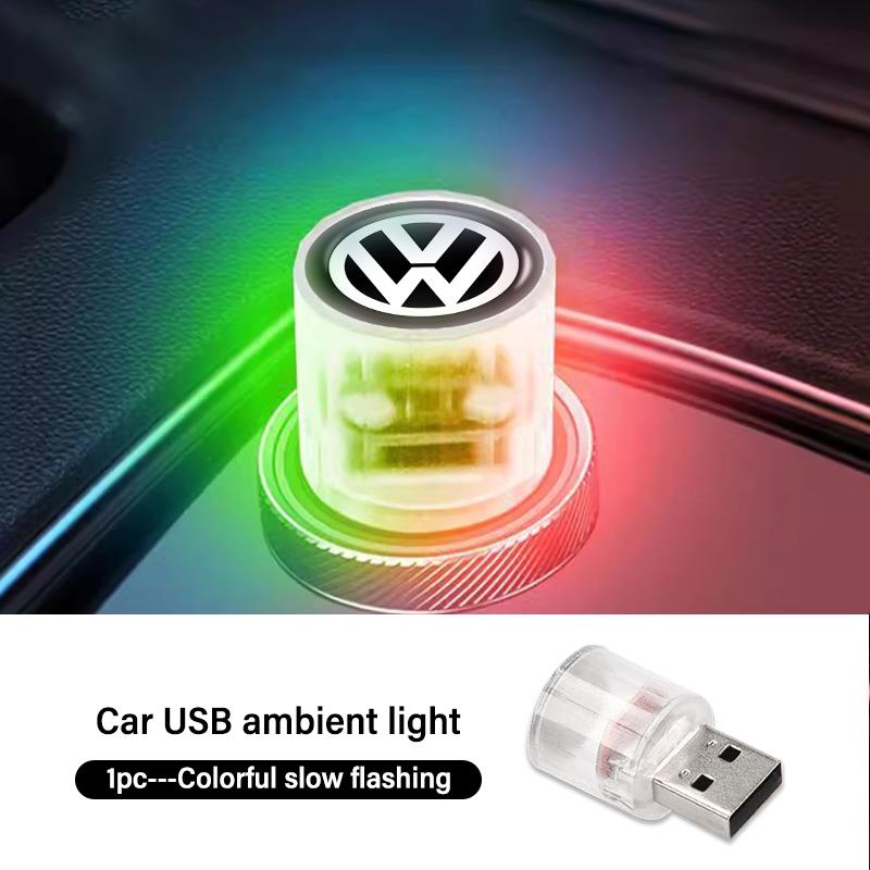 RUN1 For Volkswagen VW Colorful Car Ambient Light USB LED Atmosphere Lamp Portable Golf 4 5 6 7 Polo Jetta Sagitar Magotan Passat B5