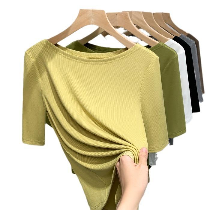 Футболка из модала с рукавами средней длины для женщин, новая осенняя женская верхняя белая базовая рубашка