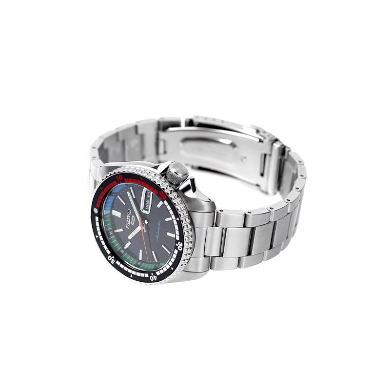 Seiko Водонепроницаемость 100 метров Автоматический Стальной ремешок для мужчин и женщин черный циферблат SBSA221