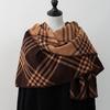 Double Sided Plaid Scarf for Women Winter Warm Wool Scarf  Autumn and Winter Korean Style Cashmere Scarf with Atmosphere