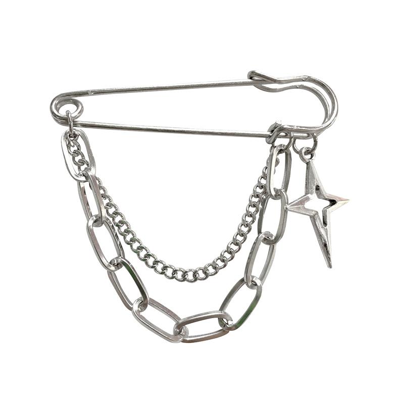 Korean Style Metal Butterfly Chain Brooch For Women Men Suit Decoration Tassel Chain Metal Beads Pin Cloth Jewelry Accessories