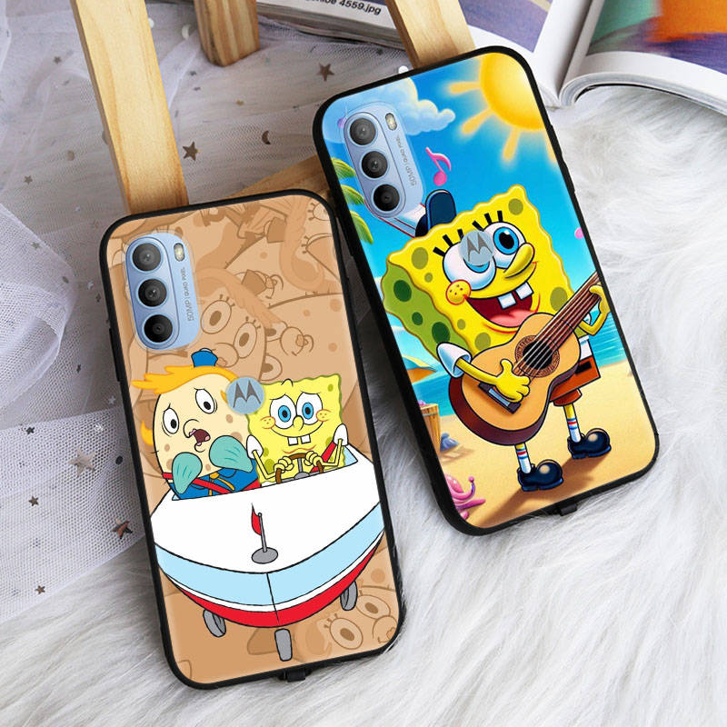 AS17 Spongebob Black Case for Xiaomi Poco X6 M5 M6 F5 F6 F1 C65 C55 C50 C51 C40 Redmi Note 7 8 14C A3X 13C 12C 11 10A 9C Pro Sofe Cover