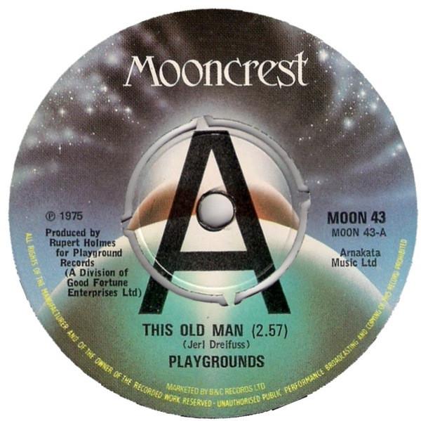 7-дюймовая пластинка PLAYGROUNDS - This Old Man MOON43 Mooncrest 1975 UK Поп Б/у