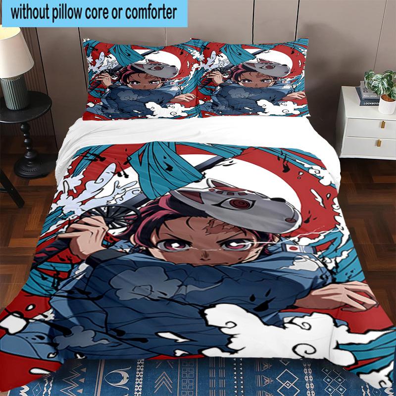 3PCS Vibrant Anime Characters 3pcs Bedding,Including 3PCS Duvet Cover And 2pcs Pillowcases Perfect for Christmas,Ideal for Bedroom, Dormitory