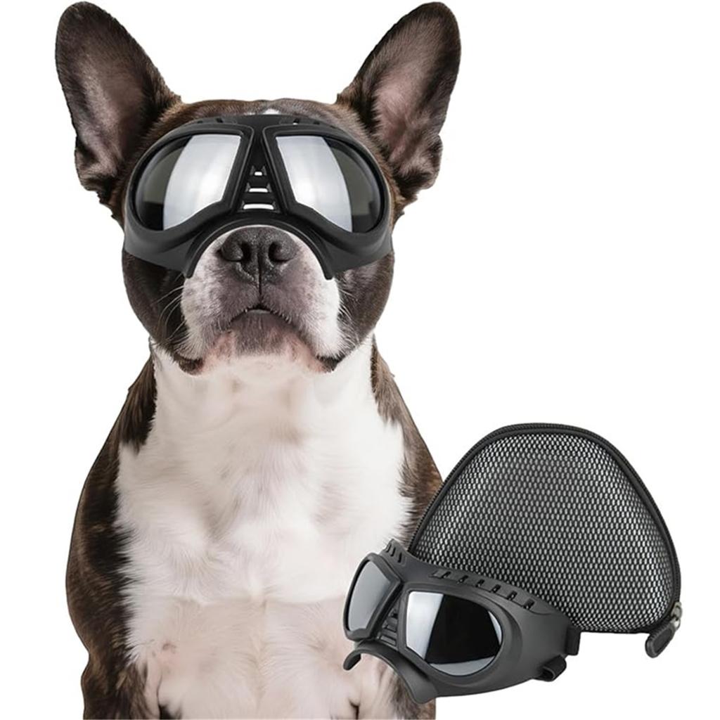 Dog Goggles Wide Snout Soft Frame Tactical Driving Sunglasses for Small Medium Dogs Dog Eye Protection Windproof Dustproof