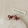 Французский ретро простой темперамент красные масляные серьги-капли в виде банта женская мода милые сладкие ювелирные изделия аксессуары подарки