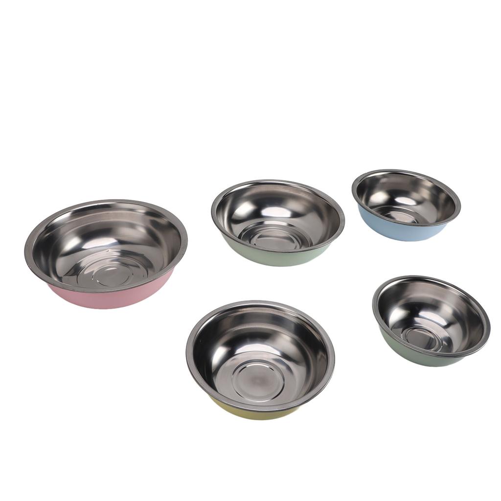 5pcs Stainless Steel Mixing Bowl Set Round Nesting Bowls Multifunctional Metal Serving Bowls Kitchen
