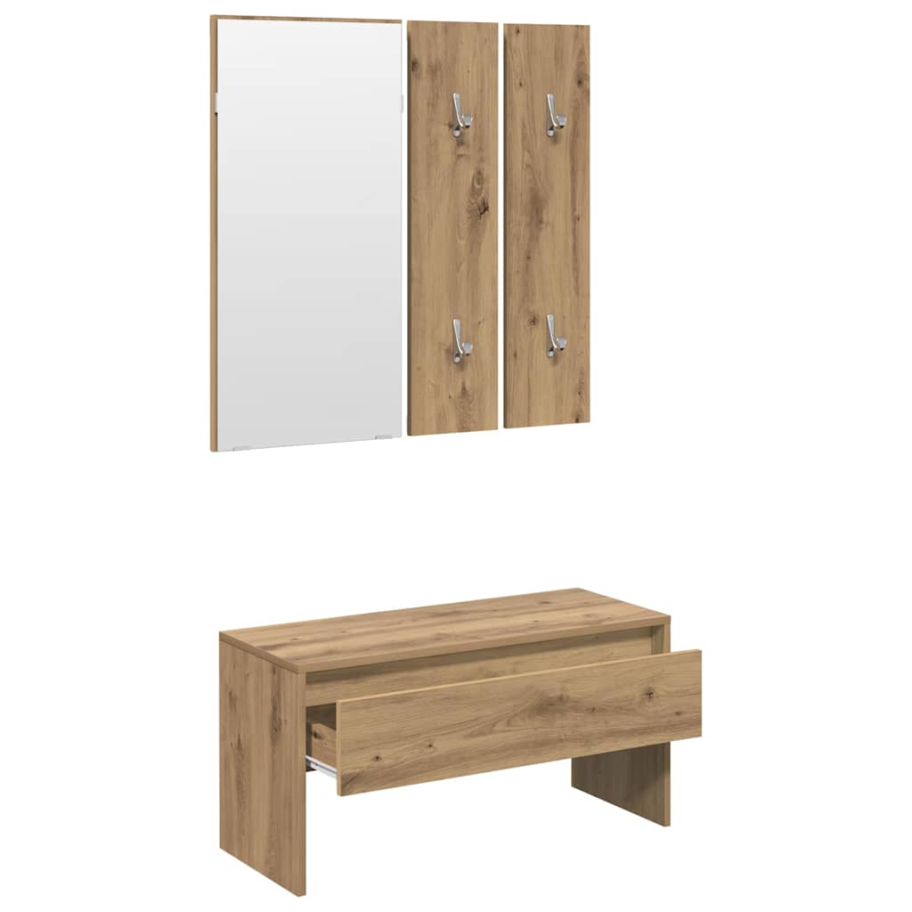 Entryway Set Artisan Oak Wood Based Material