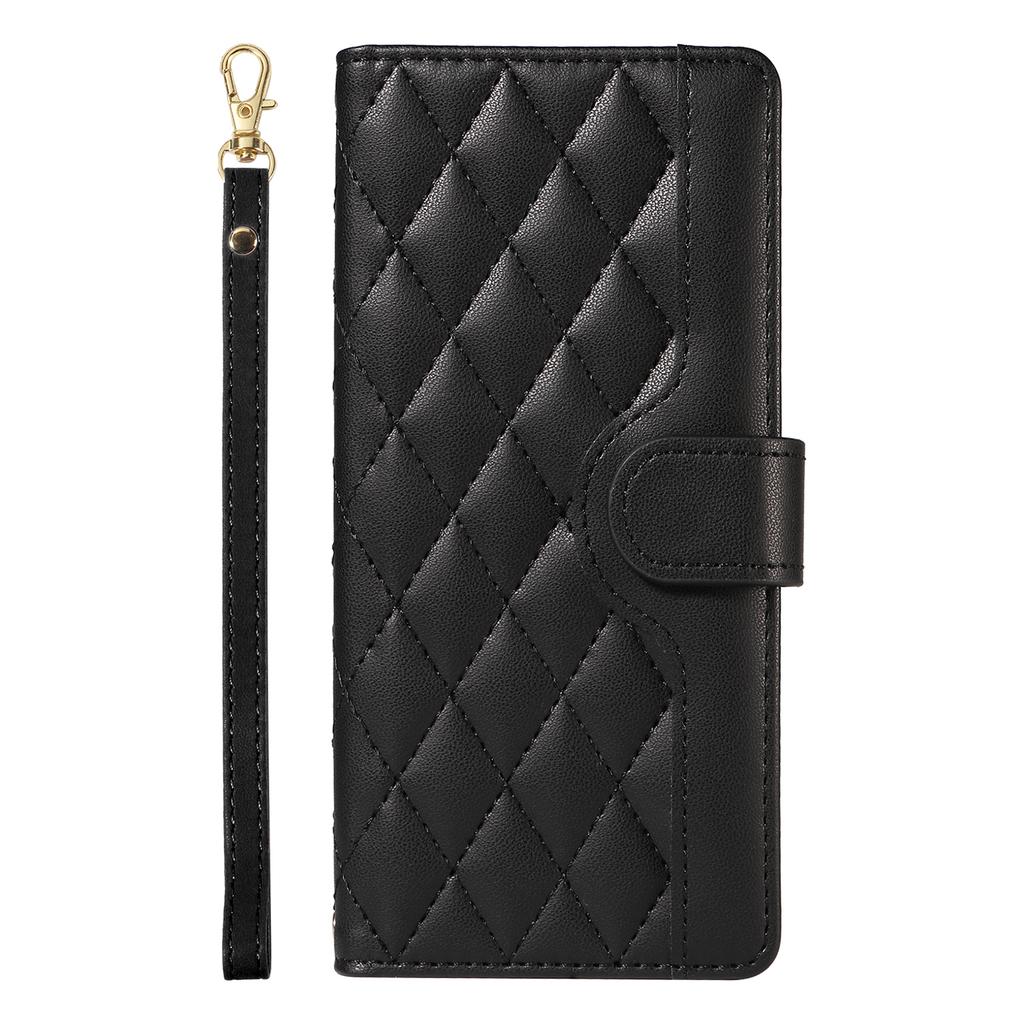 For Google Pixel 8a Case Wallet Rhombus Leather Phone Cover with Shoulder Strap,Wrist Strap