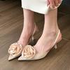 Fashion Summer Elegant Woman Shallow Trend Sandals High Heeled Closed Toe Sandals Footwear Pointed Fashion Dress Shoes Zapatos De Mujer