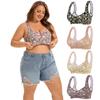 Women Oversized Bra Floral Printed Front Buckle Tank Top Bra U-shaped Back Bra
