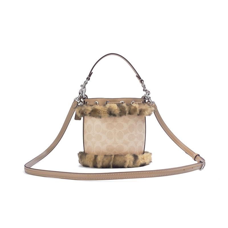 COACH handbag [Customized bag] Dempsey webbing starburst small flower diamond decoration fashionable and versatile simple Warm Pearl Leopard Rhyme