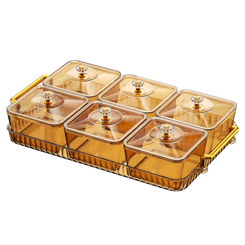 Роскошная коробка для конфет с отделениями: Элегантный поднос для закусок и фруктов с крышкой для гостиной