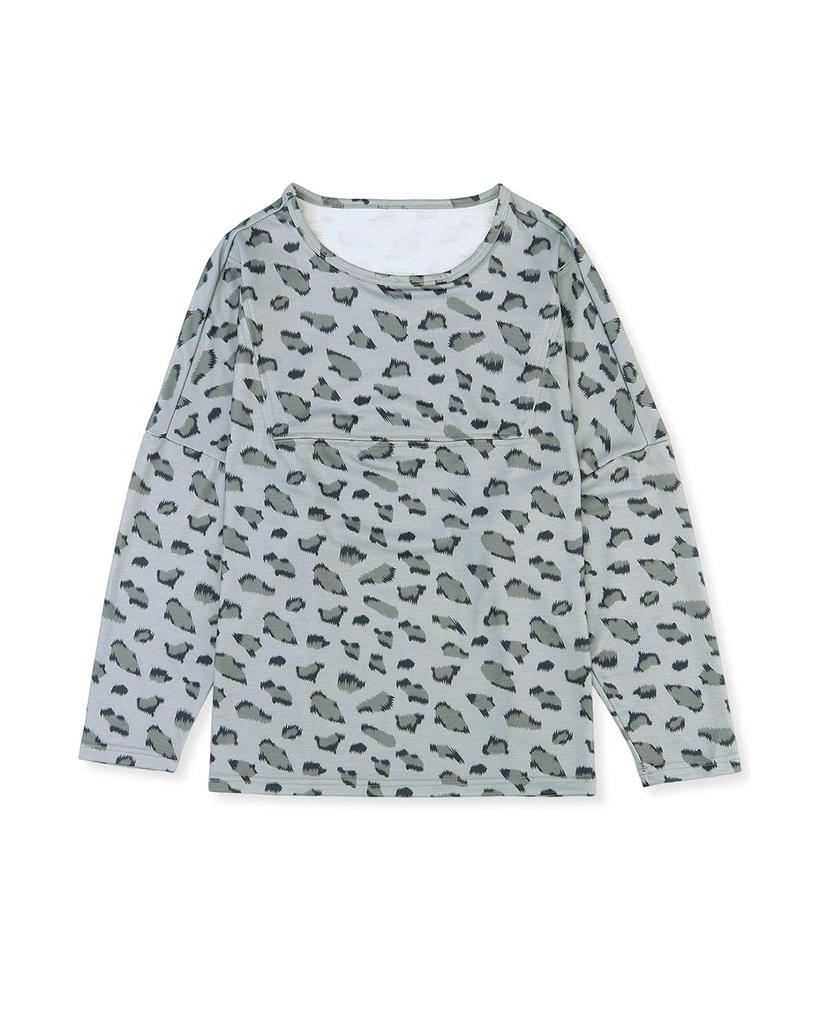 Azura Exchange Animal Print Stitching Loose Long Sleeve Top