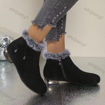 Модные женские винтажные ботинки на толстом каблуке, осенне-зимняя мода, круглый носок, плоская подошва, удобная хлопковая обувь, женские ботинки на платформе, теплые короткие ботинки