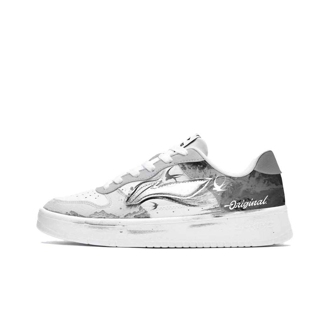 Li Ning Плывущая лодка Ласточка Чернильница Износостойкие Нескользящие Низкие Кеды для скейтборда Женские Белый AGCS420-6(TeamM--BOX)