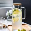 High Borosilicate Glass Straight Water Pitcher Large Capacity Transparent Juice Cold Water Jug for Office