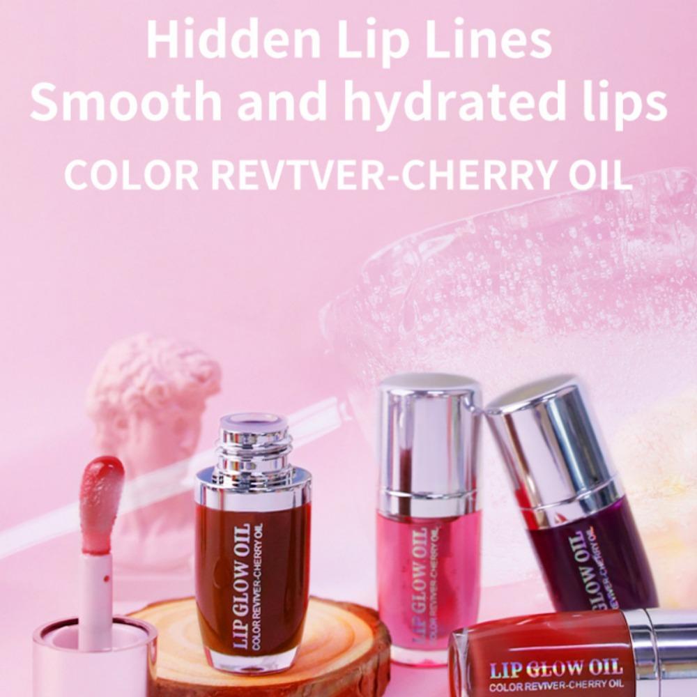 VIBELY Water Light Transparent Glass Lip Oil Mirror Moisturizing, Moisturizing, Smooth, Lip Gloss, Not Sticking Cup Red