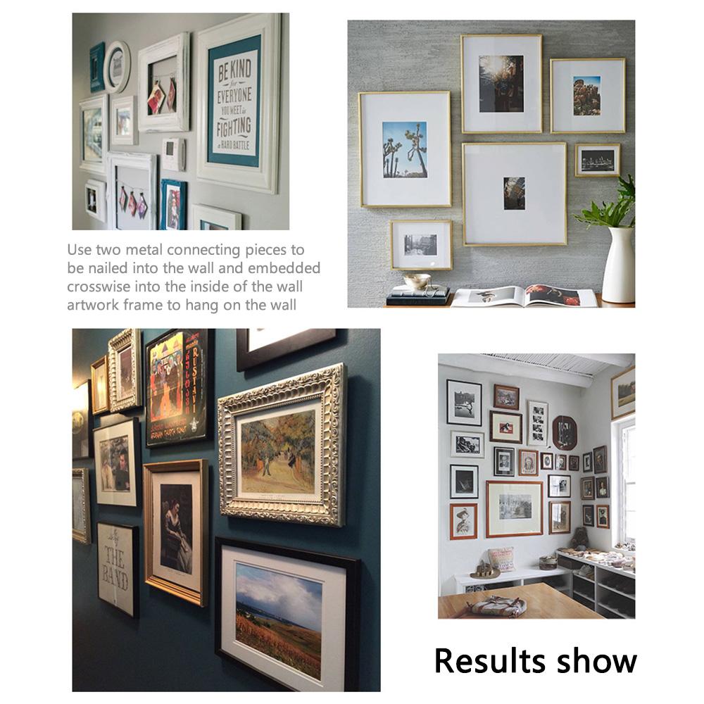 1 Pair Size L Interlocking Photo Frame Hanging Buckle Stainless Steel Furniture Connector Hanger