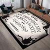 Ouija Board Witchcraft Altar Area Rug Flannel Mat Anti-Slip Mat for Living Room Bathroom Black Cat Halloween Divination Decor
