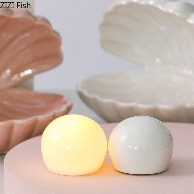 Керамическая лампа Dream Pearl Настольное украшение Ракушка Ночник Поделки Шкатулка для хранения ракушек Фарфоровые украшения Современный домашний декор
