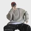Men's Loose Fit Korean Style Sweater: Casual Retro Trend, Round Neck, Solid Color, Autumn/Winter Knitted Top.