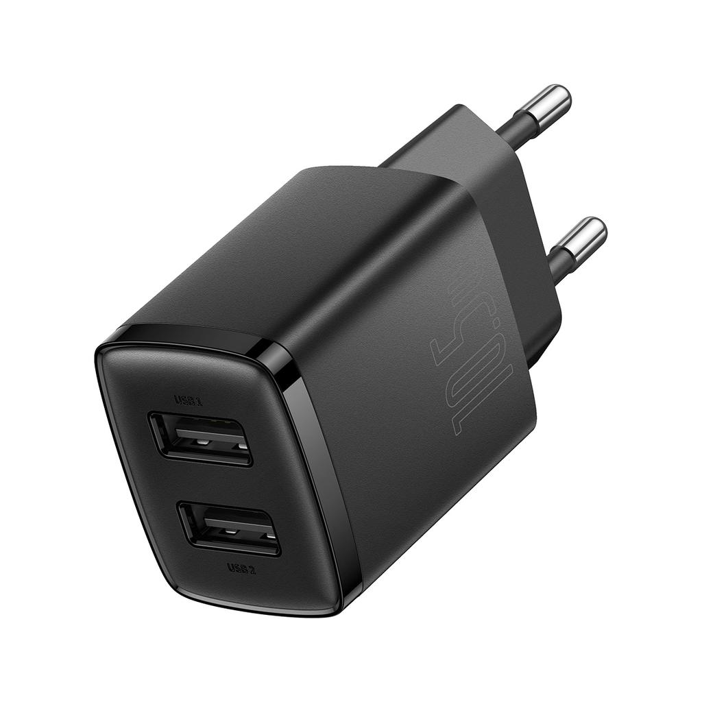 Baseus Компактное сетевое зарядное устройство 2X Usb 10.5W черное (Ccxj010201)