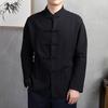 Men Autumn Chinese Style Shirt Top Mandarin Collar Long Sleeve Pockets Disc Button Traditional Kung Fu Tai Chi Shirt Tang Tops Uniform
