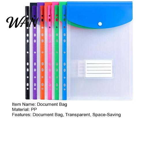 Desktop Organization Tools Clear Document Bags, A4 Letter Size File Folders with 11 Portable Pouch Holes, Visible Waterproof Bags for Office