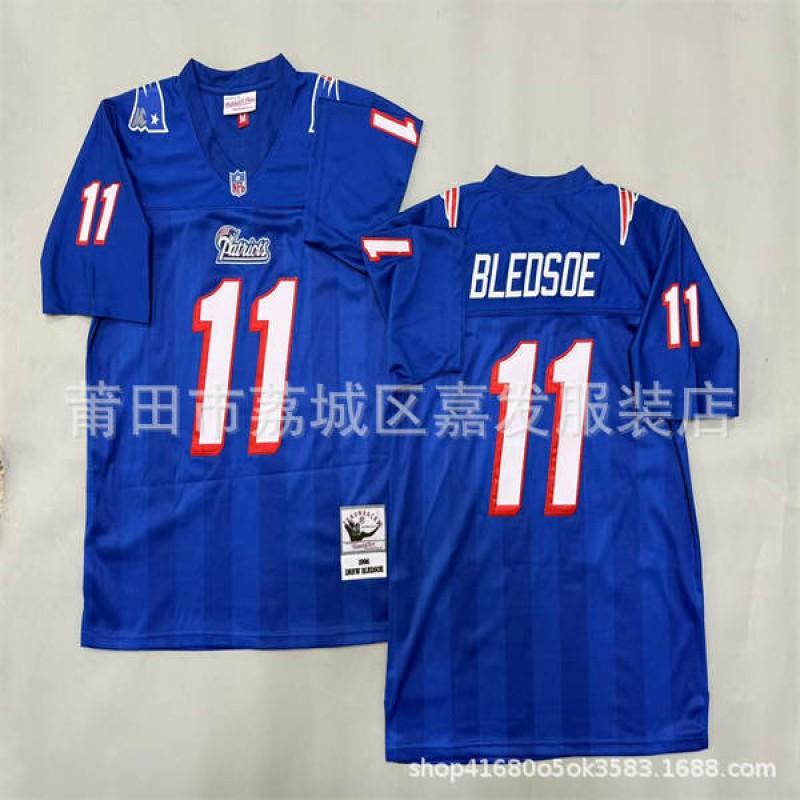 Retro American Football Jersey Mens Cotton T-Shirt Vintage Team Patriot 12 24 28 Short Sleeve Fall