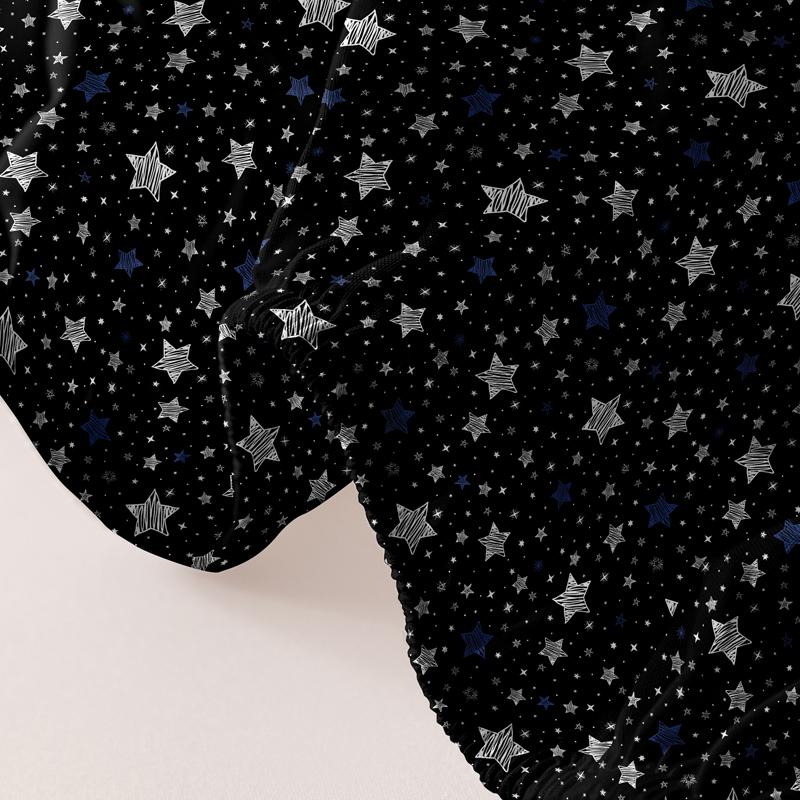 1 Simple Modern Stars Printed Matte Fitted Sheet, Bedroom Printed Bed Cover, Bedding (Excluding Pillowcases)