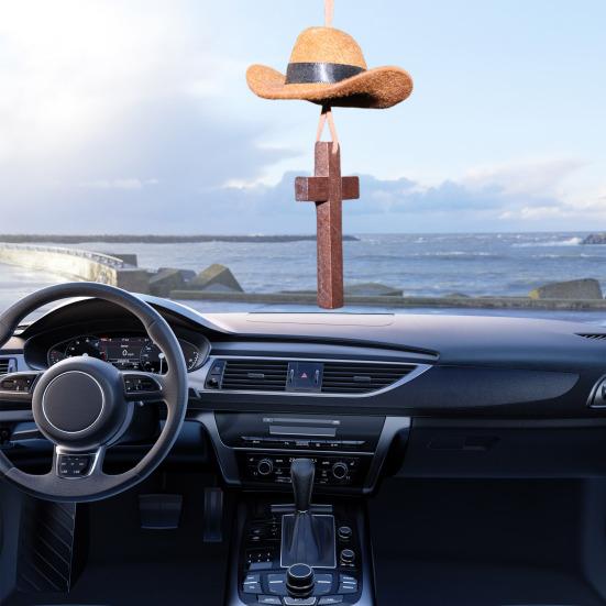 Ковбойская шляпа Подвеска-шарм для автомобиля Кантри Автомобильный подвесной декор Подвеска на зеркало заднего вида Универсальный аксессуар для интерьера автомобиля