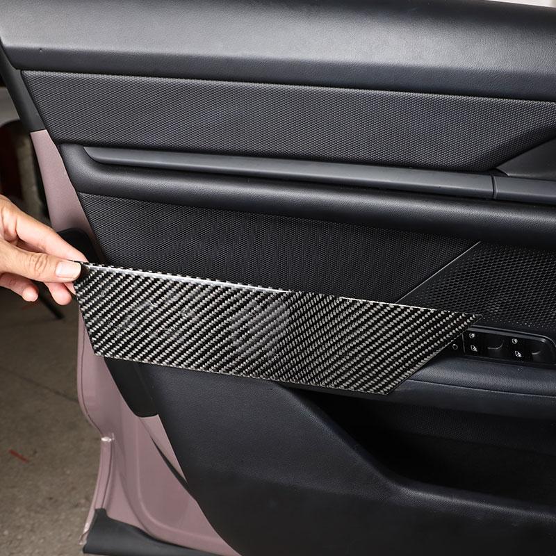 For Porsche Taycan 2022 Soft Carbon Fibre Car Door Panels Cover Trim Sticker Interior Car