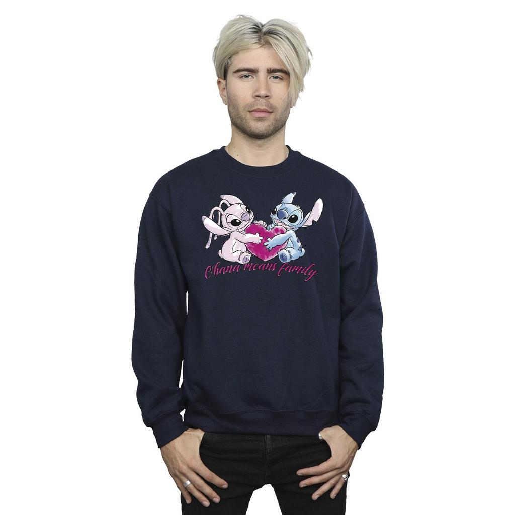 Disney Mens Lilo And Stitch Ohana Heart With Angel Sweatshirt