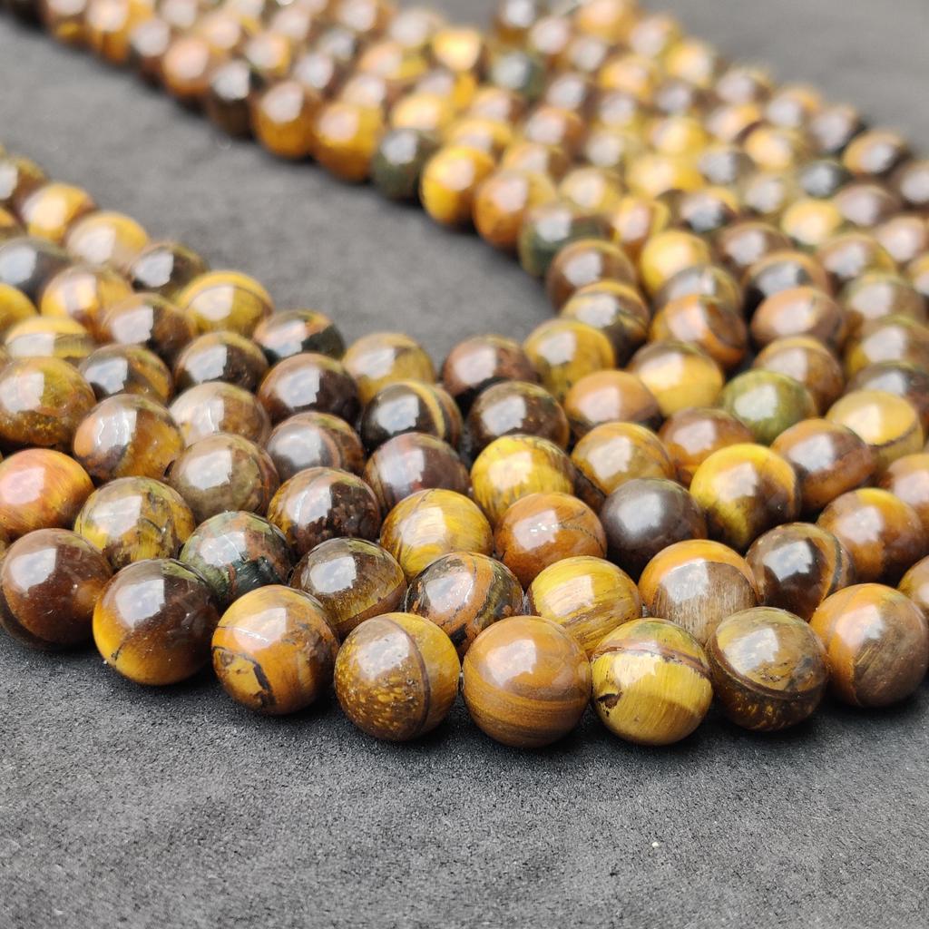 Круглые бусины из натурального золотого тигрового глаза, свободные бусины из целебных драгоценных камней, изготовление ювелирных изделий своими руками для браслета и ожерелья, размер 6 мм, 8 мм, 10 мм.