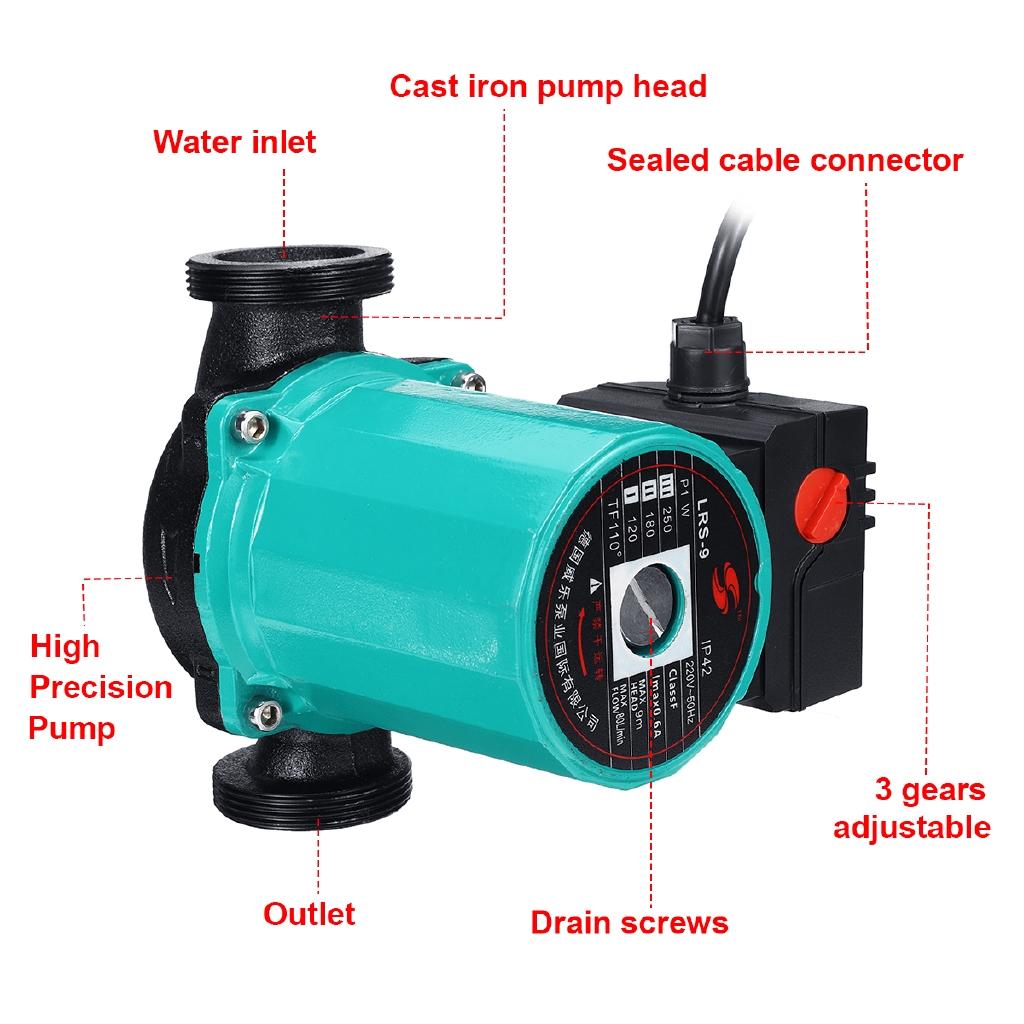 3-скоростной циркуляционный насос для центрального отопления, бесшумный, класс изоляции F, защита IP42, литой, 220В, насос для циркуляции горячей воды