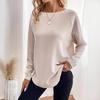 Fall Women's Knitted Diagonal Shoulder Casual Top
