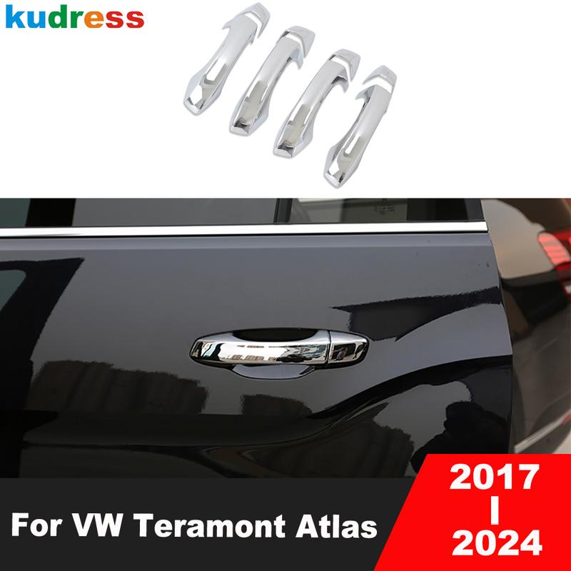 Door Handle Cover Trim For Volkswagen VW Teramont Atlas 2017- 2024 Chrome Car Side Handles Catch Cap Shell Accessories