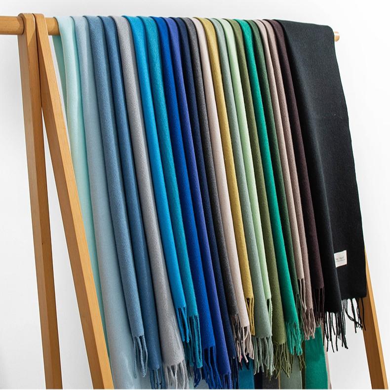 New Blue Solid Color Imitation Cashmere Large Scarf for Women In Autumn and Winter High End Versatile Scarf Simple Student Warm Shawl